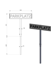 Parkplatzschildhalter System BASIC - Grundhalteplatte mit Pfosten