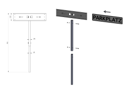 Parkplatzschildhalter System BASIC - Grundhalteplatte mit Pfosten
